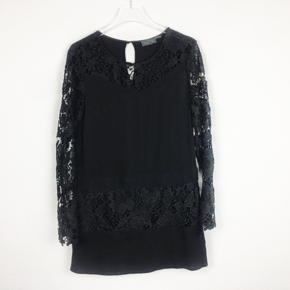 ASTR | Black Silk Lace Mini Dress | Small - Picture 2 of 7